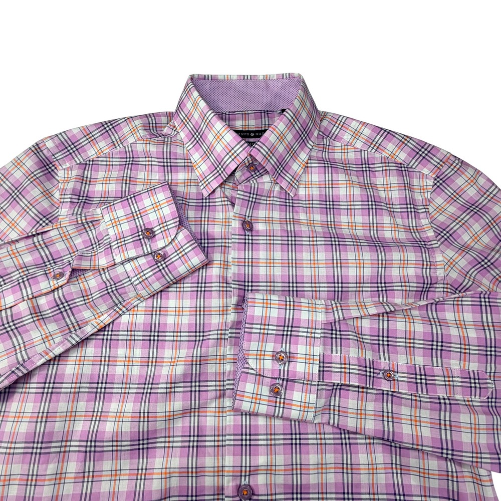 Hammer Made Traveller Slim Fit Shirt Mens S 15 Purple Plaid Limited Edition Work